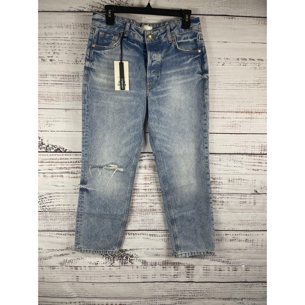 River Island Jeans Women's 10R Straight Leg Denim Edition Button Fly Distressed